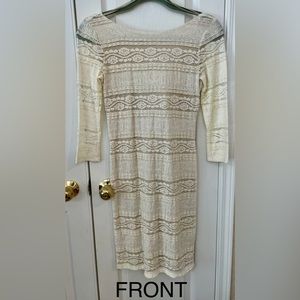 WILLOW & CLAY NWT Retail $120 Ivory Lace BodyCon L/S Dress Sz S